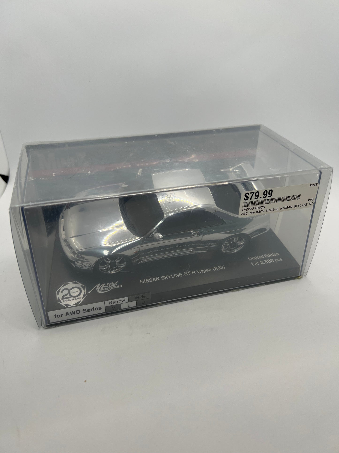 Kyosho Mini-Z CUP 20th Anniversary NISSAN SKYLINE GT-R V.Spec (R33) Chrome Silver (Still Sealed)