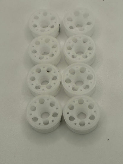 PN Racing 8.5mm +2 offset Delrin flanged wheels -never mounted (4 pairs)