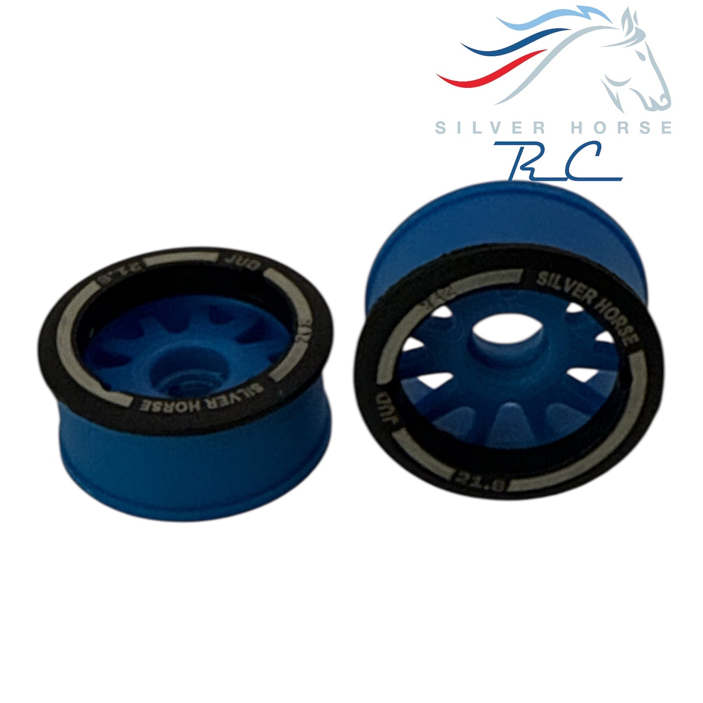 Special Edition Silver Horse Blue Racing 2WD “JUD” Front 8.5mm Threaded Carbon-Fiber Reinforced EVO Wheels