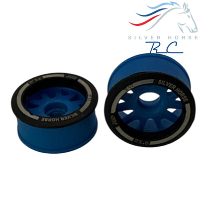 Special Edition Silver Horse Blue Racing 2WD “JUD” Front 8.5mm Threaded Carbon-Fiber Reinforced EVO Wheels