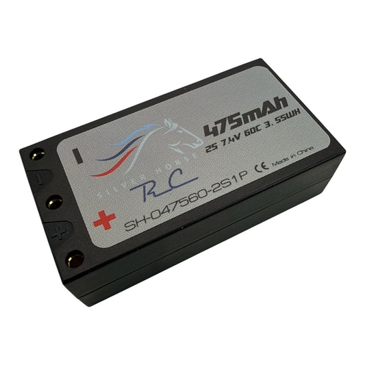 Silver Horse 475mAH Hardcase Lipo Battery 7.4V | 60C | Hardcase | 2mm Bullet Connectors
