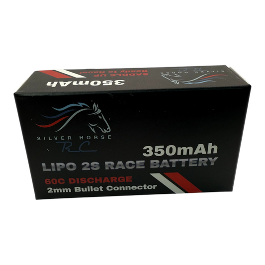 Silver Horse 350 mAh 7.4v 60c Lipo Hardcase 2mm Bullet Racing Battery