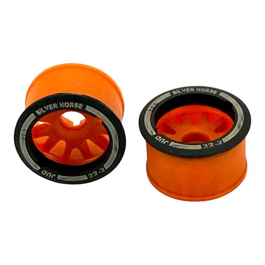 Special Edition Silver Horse Orange 2WD "JUD" Rear 11mm and 14mm Threaded Carbon-Fiber Reinforced EVO Wheels