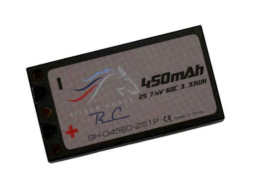 Silver Horse 450 mAh 7.4v 60c Lipo Hardcase 2mm Bullet Racing Battery